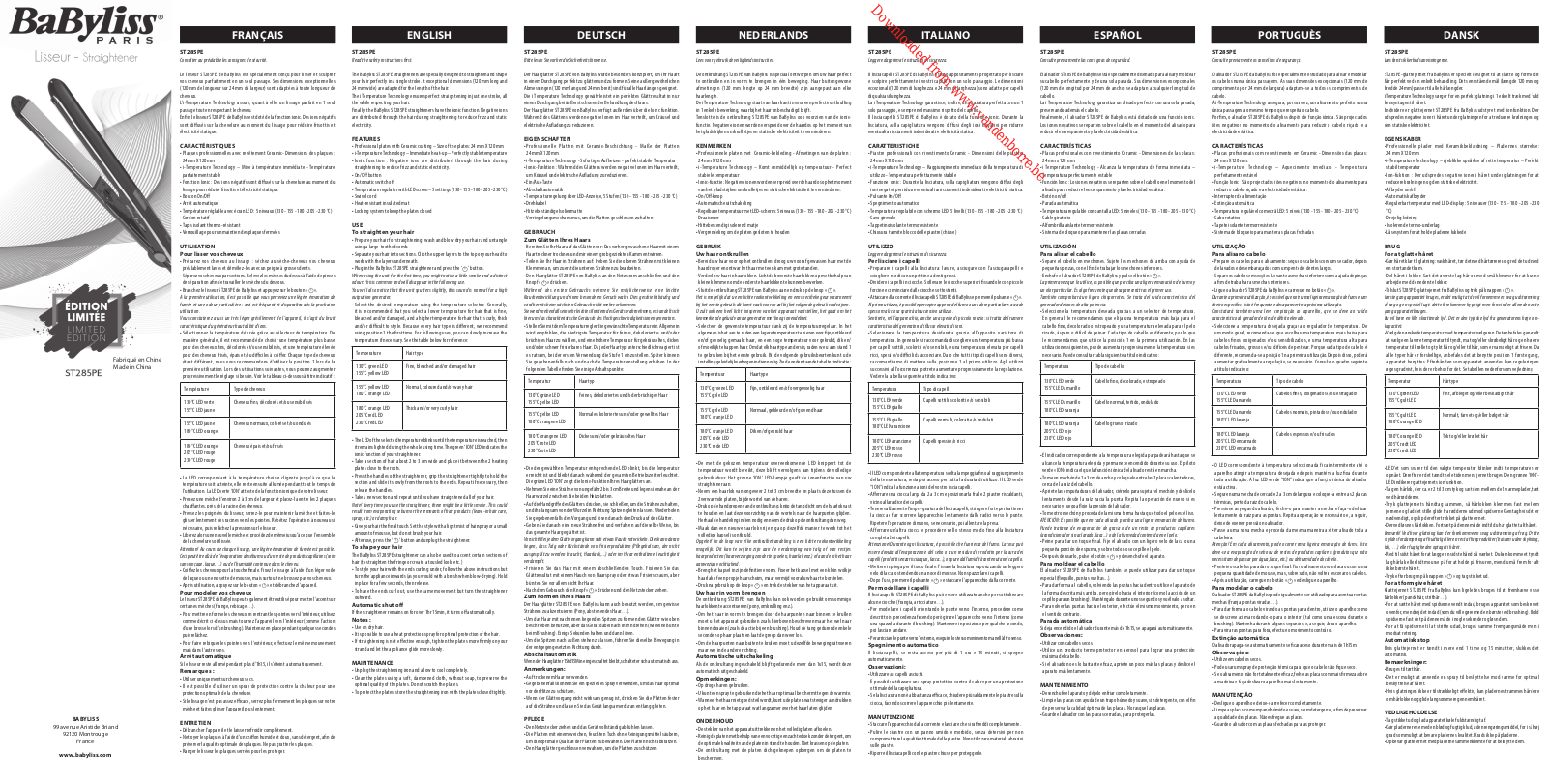 BABYLISS ST285PE User Manual