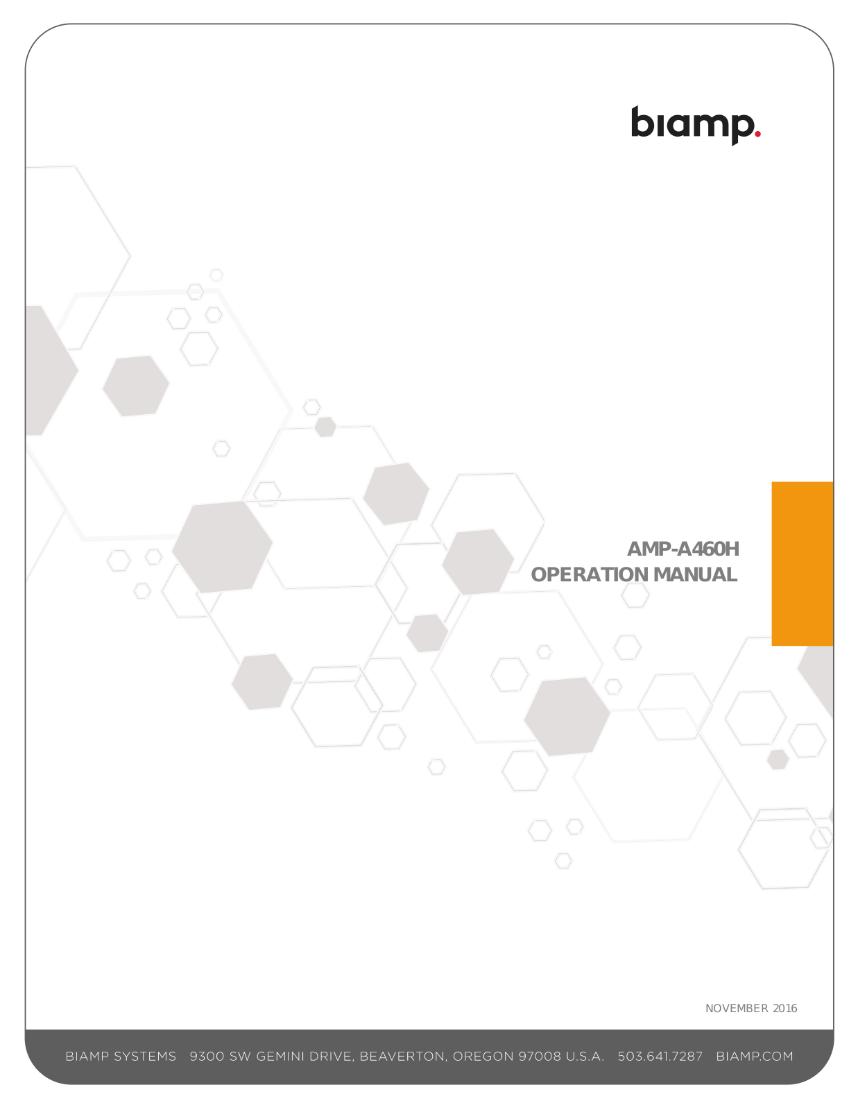 Biamp AMP-A460H User Manual