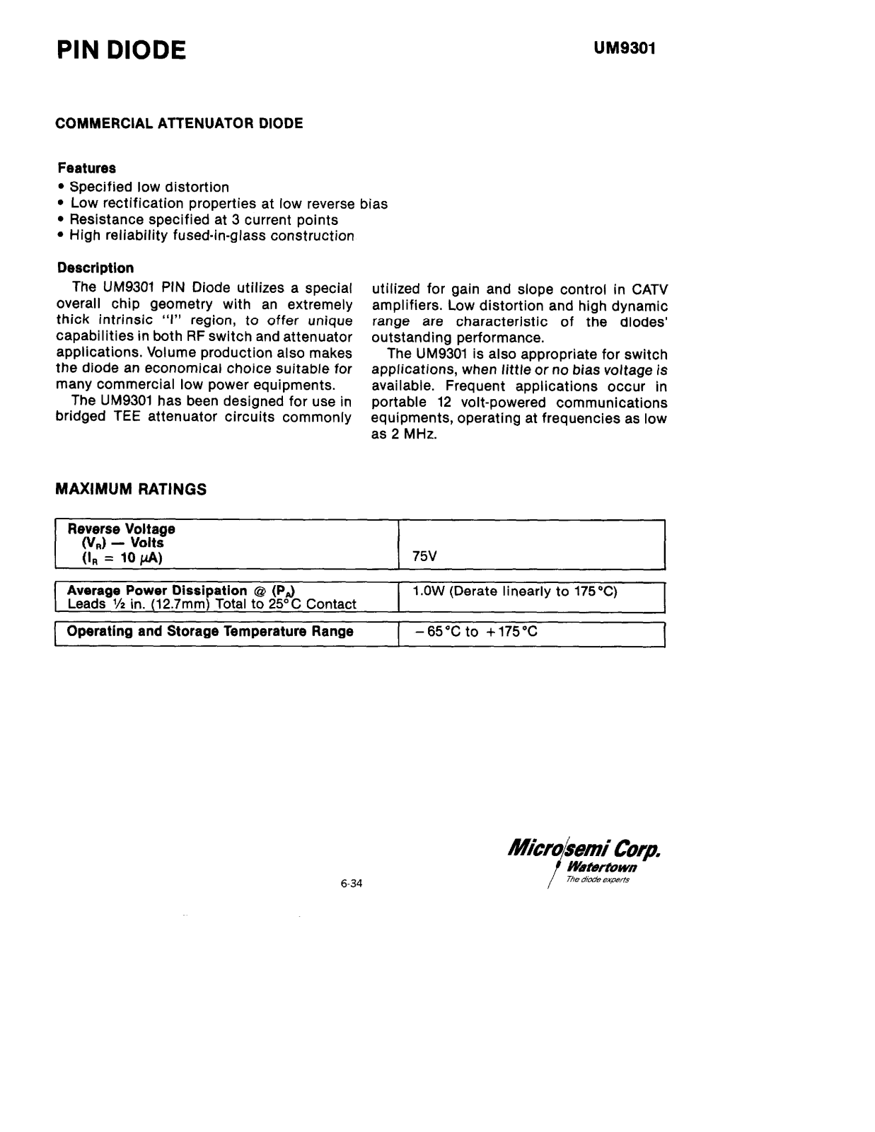 Microsemi UM9301 Datasheet