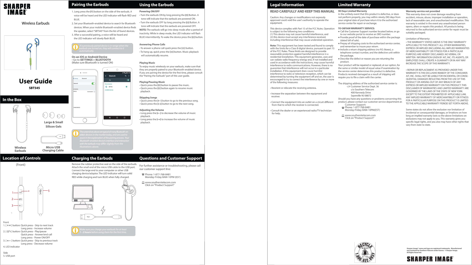 Sharper image SBT545 User Manual