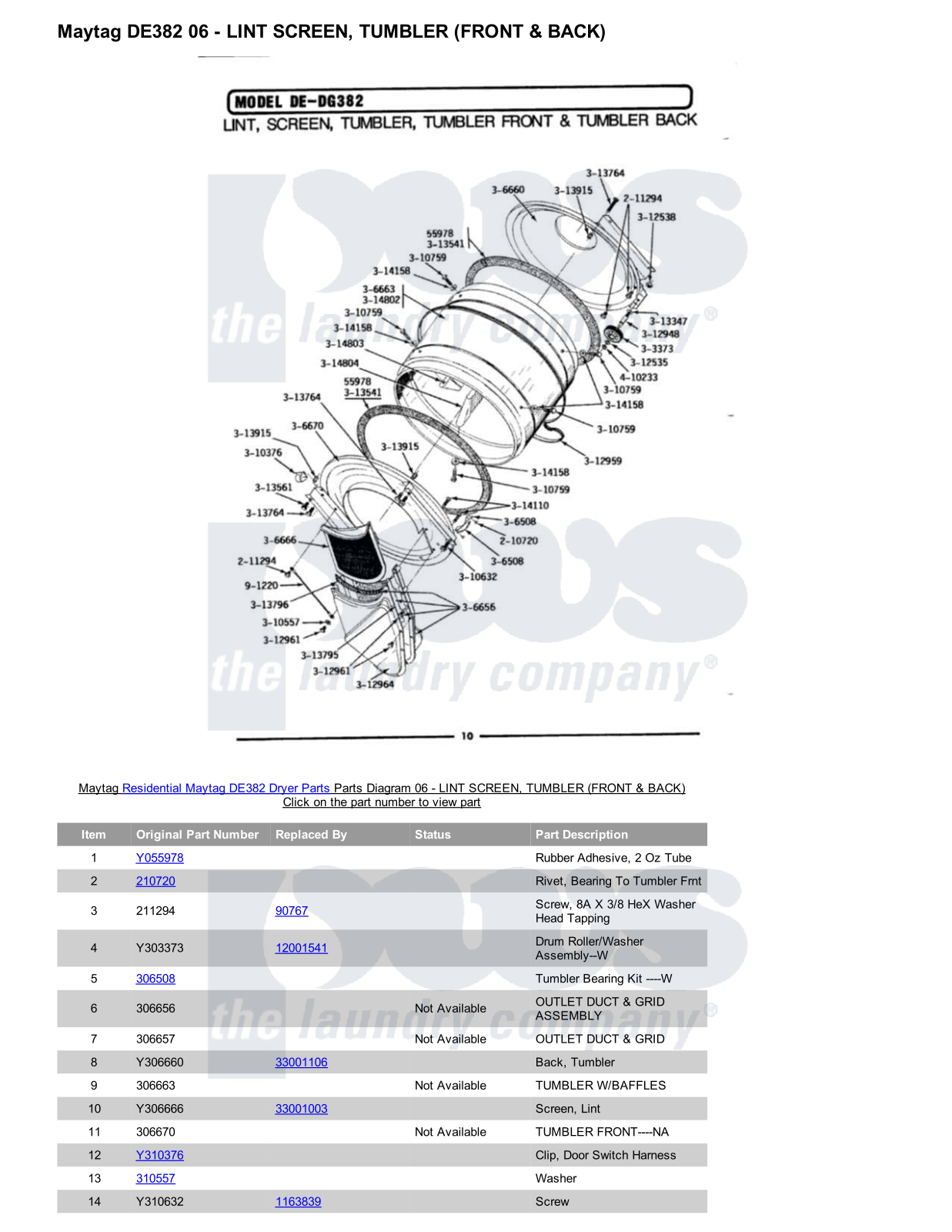 Maytag DE382 Parts Diagram