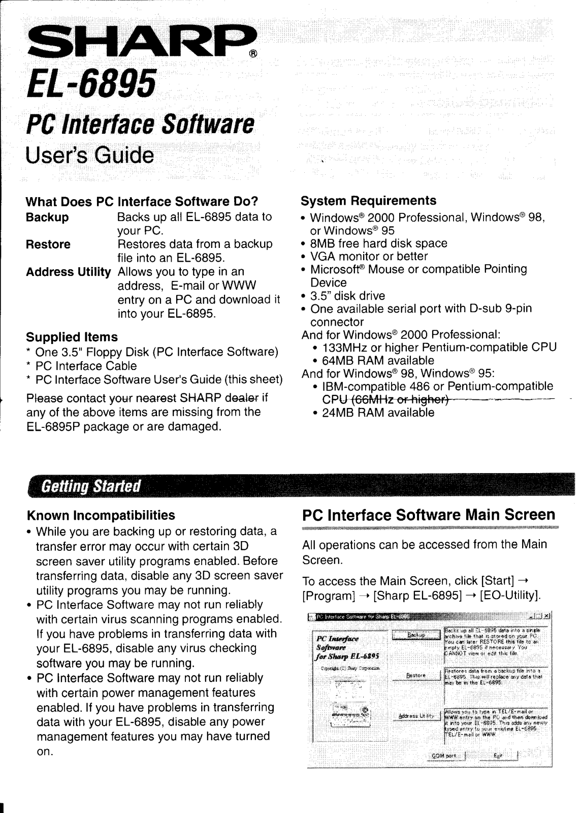 Sharp EL-6895 Owner's Manual