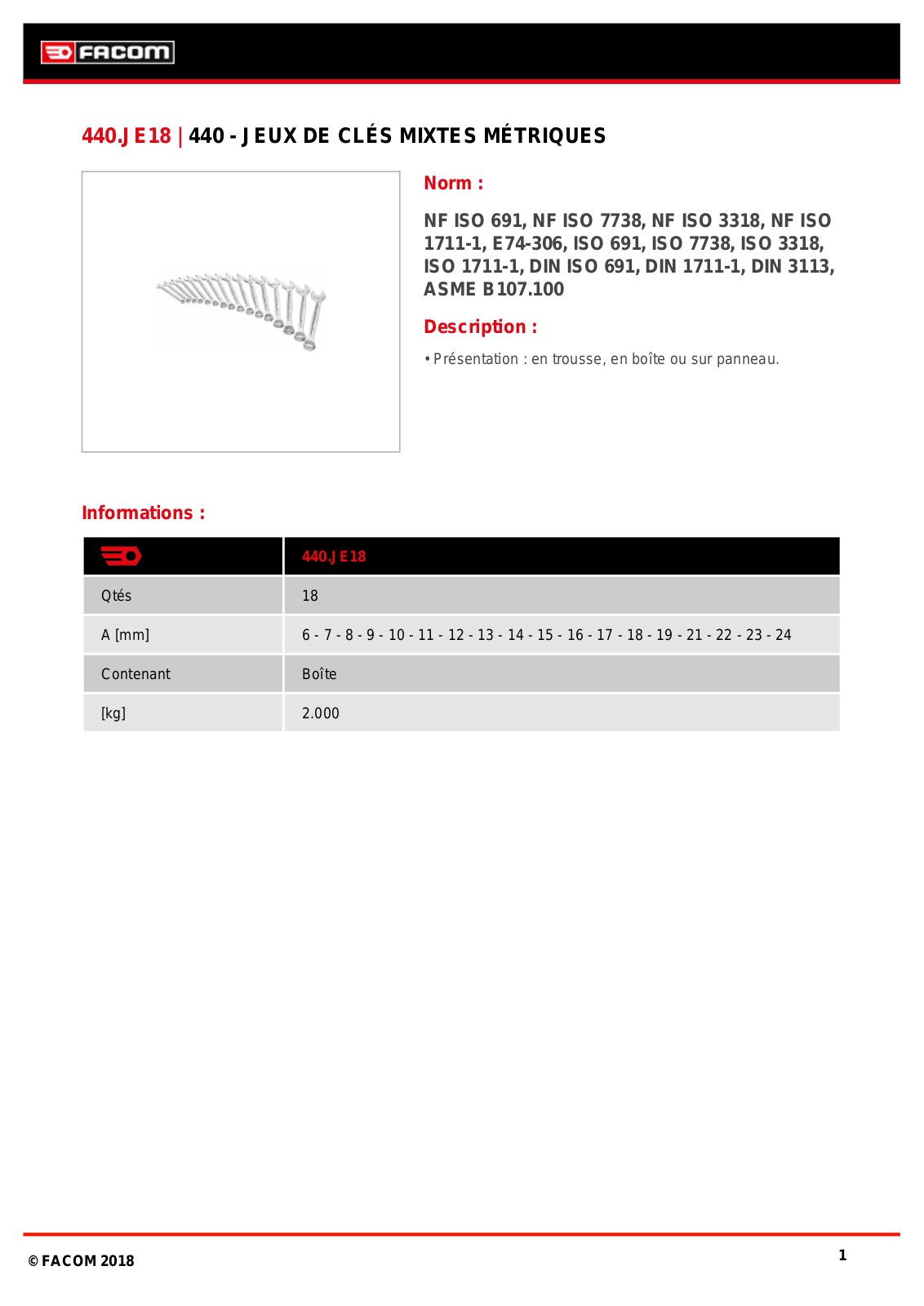 Facom 440.JE18 Specification - ManualMachine.com