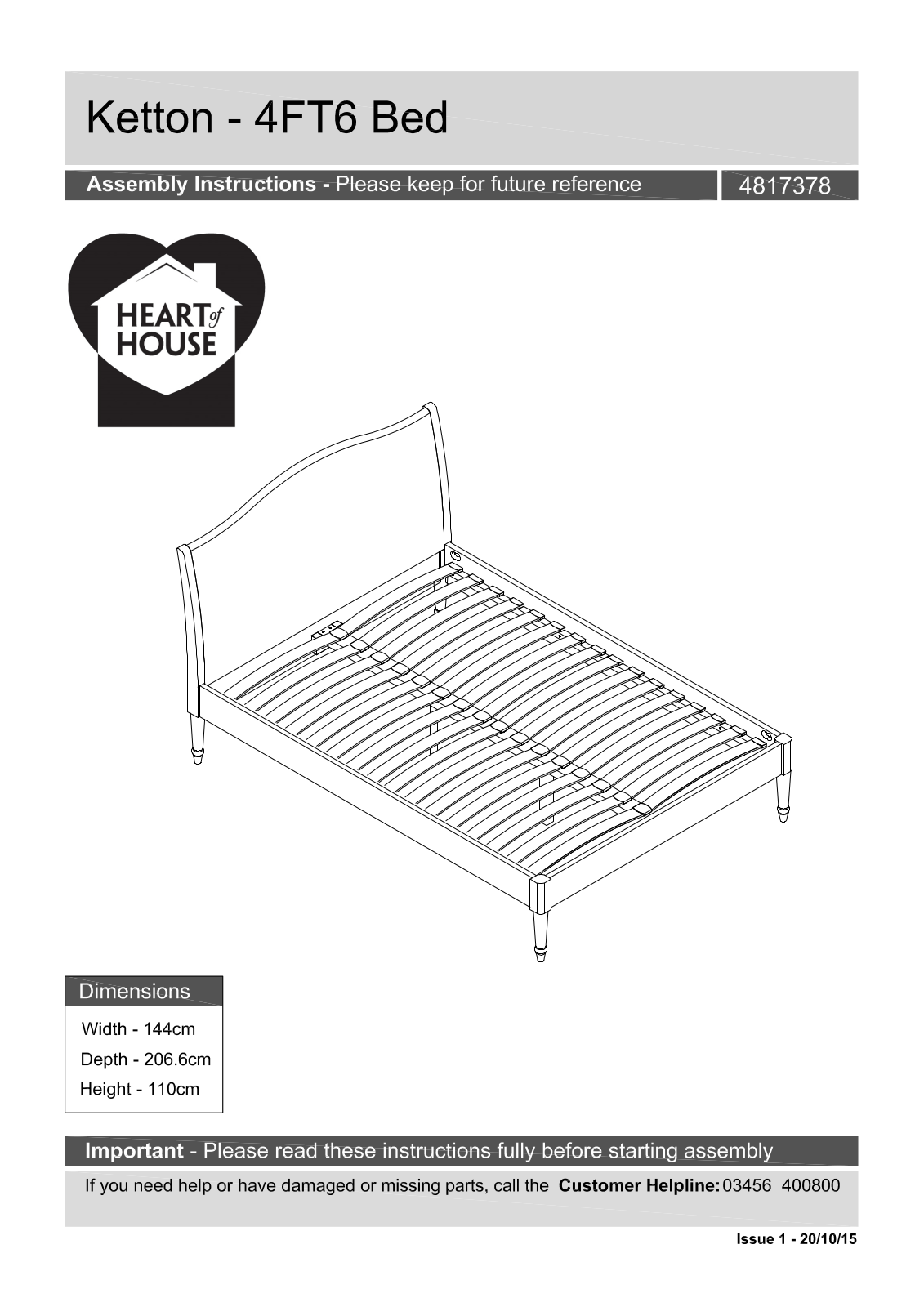 Argos Ketton 4ft6 Bed ASSEMBLY INSTRUCTIONS