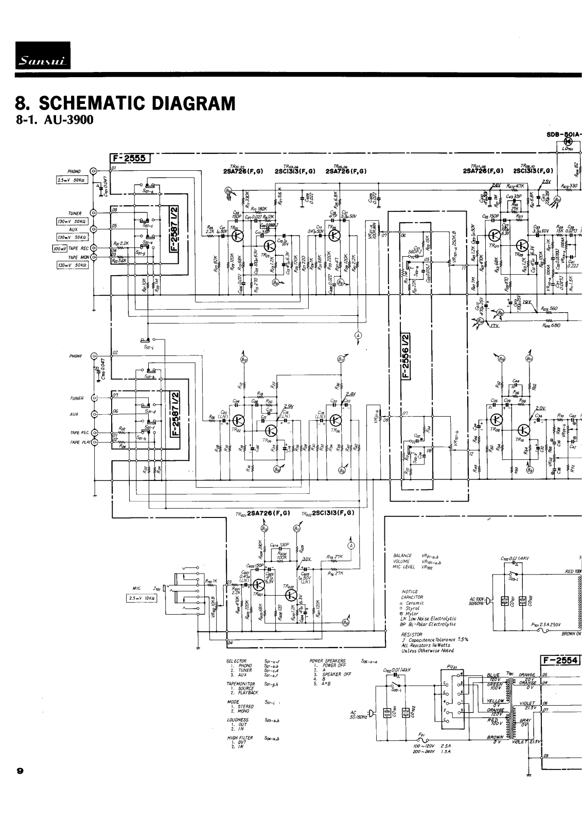 Sansui AU-3900 Schematic