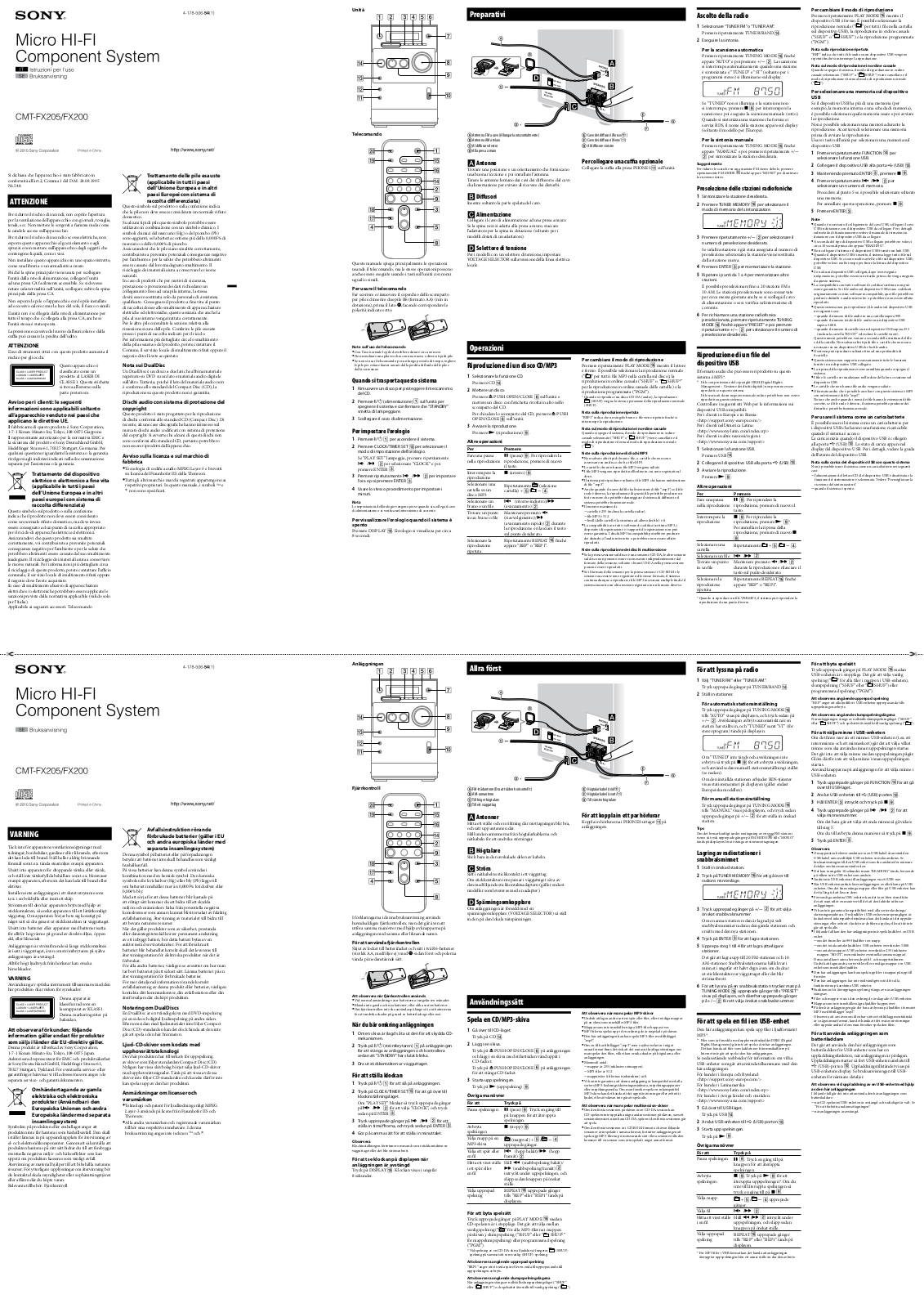 Sony CMT-FX205, CMT-FX200 User Manual