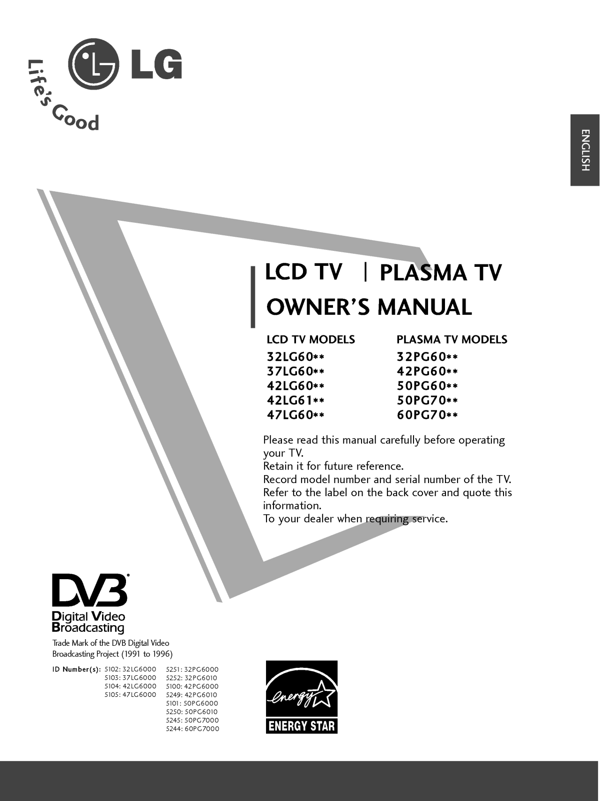 LG 50PG6000 User Manual