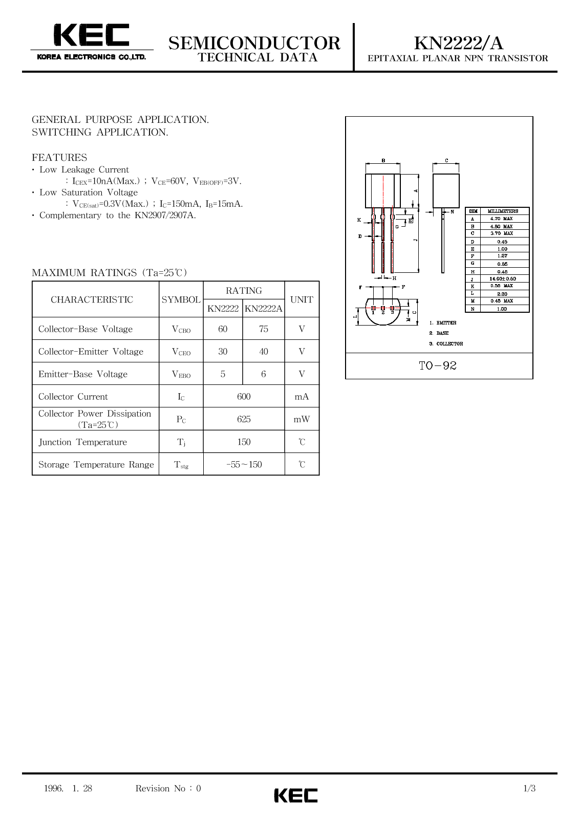 KEC KN2222 Datasheet