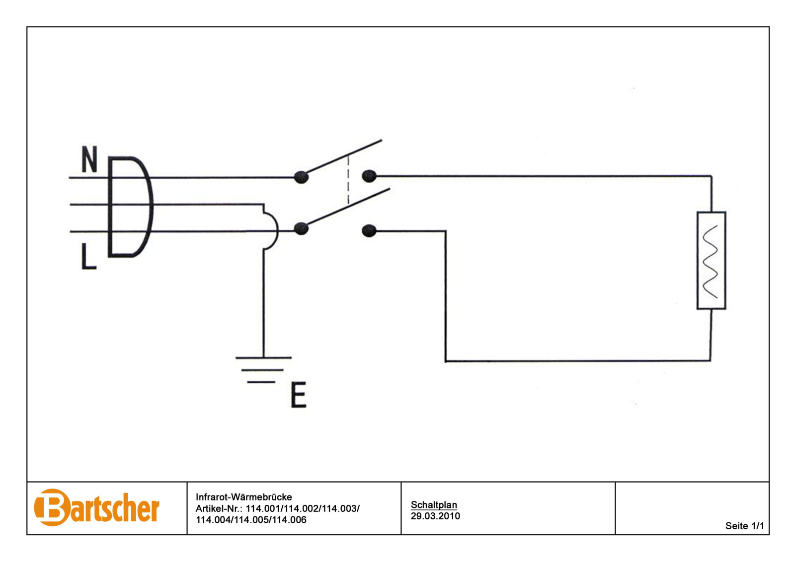 Bartscher 114003, 114006, 114002, 114001, 114005 User Manual