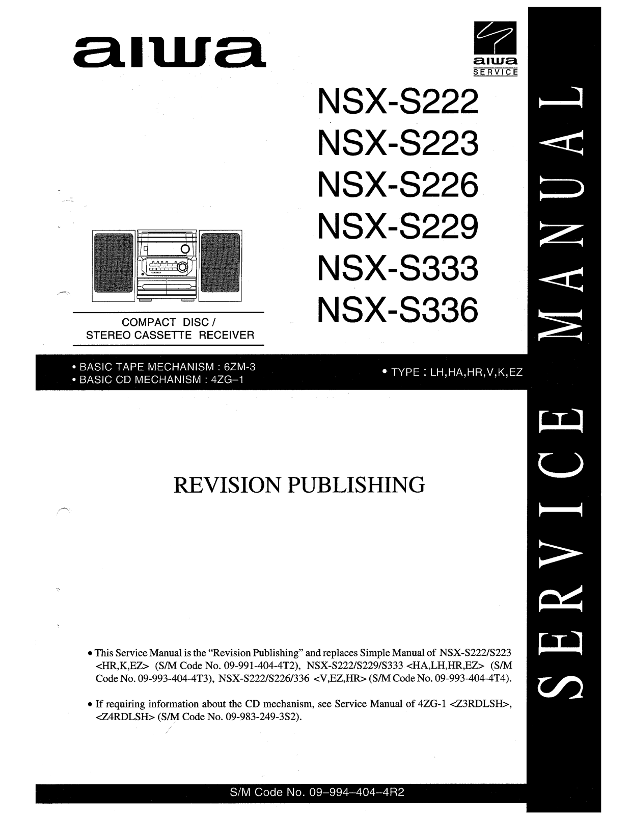 Aiwa NSX-S222, NSX-S223, NSX-S226, NSX-S229, NSX-S333 Service Manual
