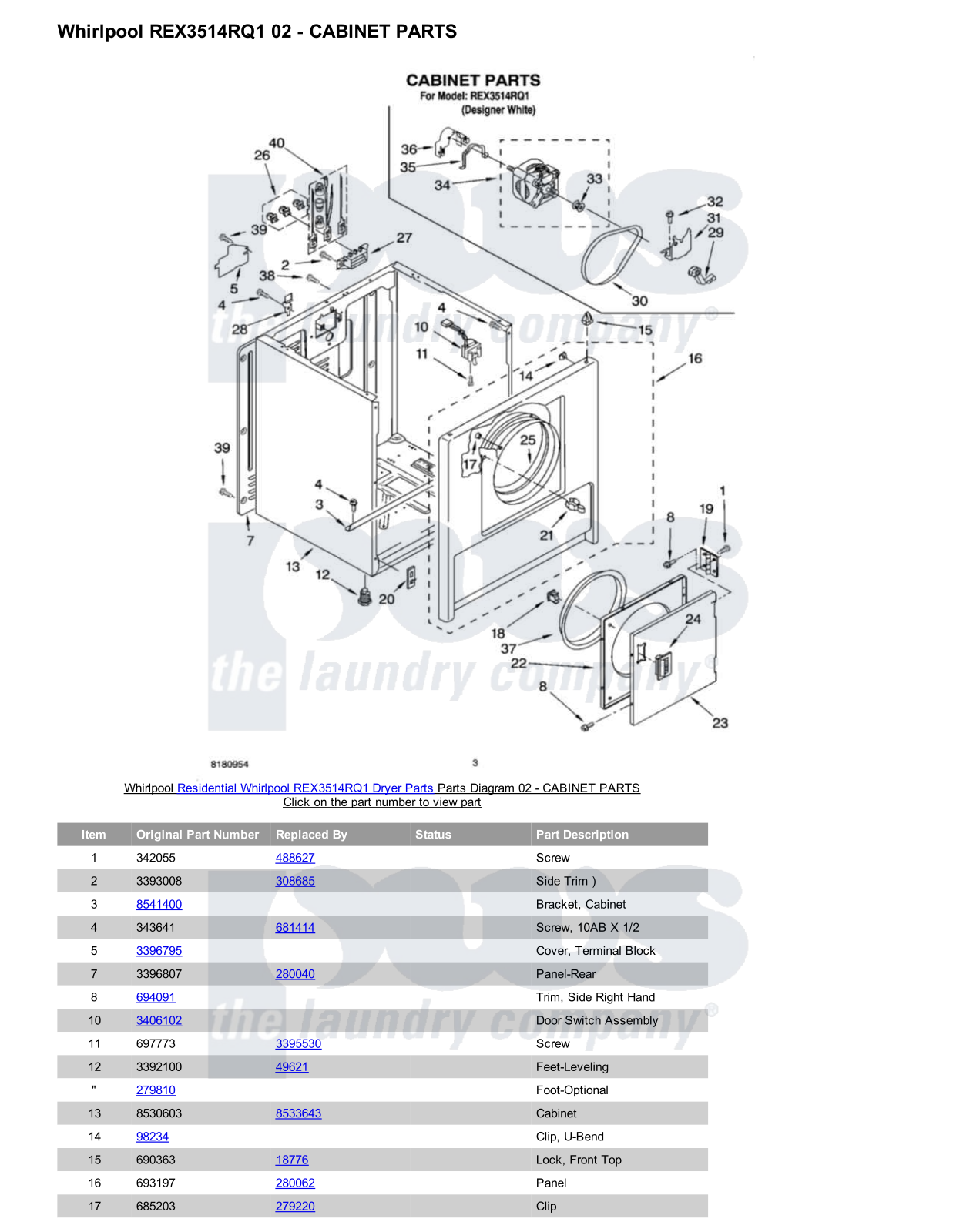 Whirlpool REX3514RQ1 Parts Diagram