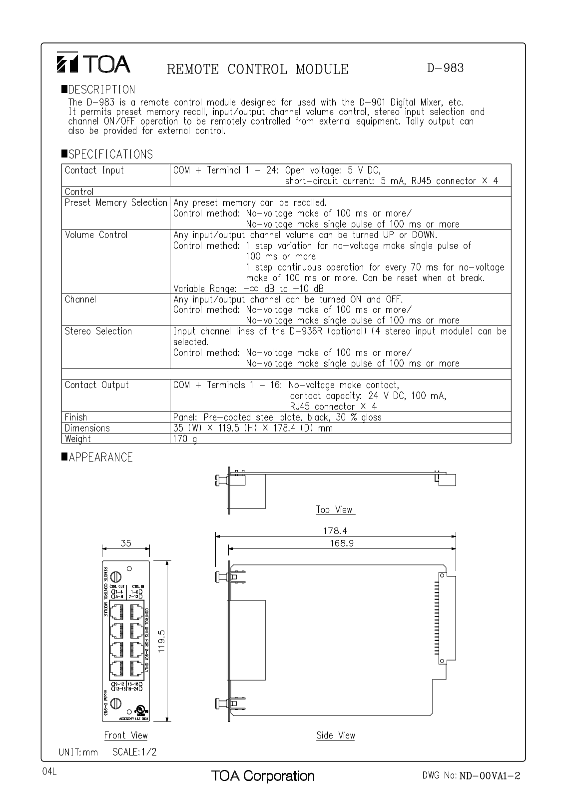 TOA D-983 User Manual