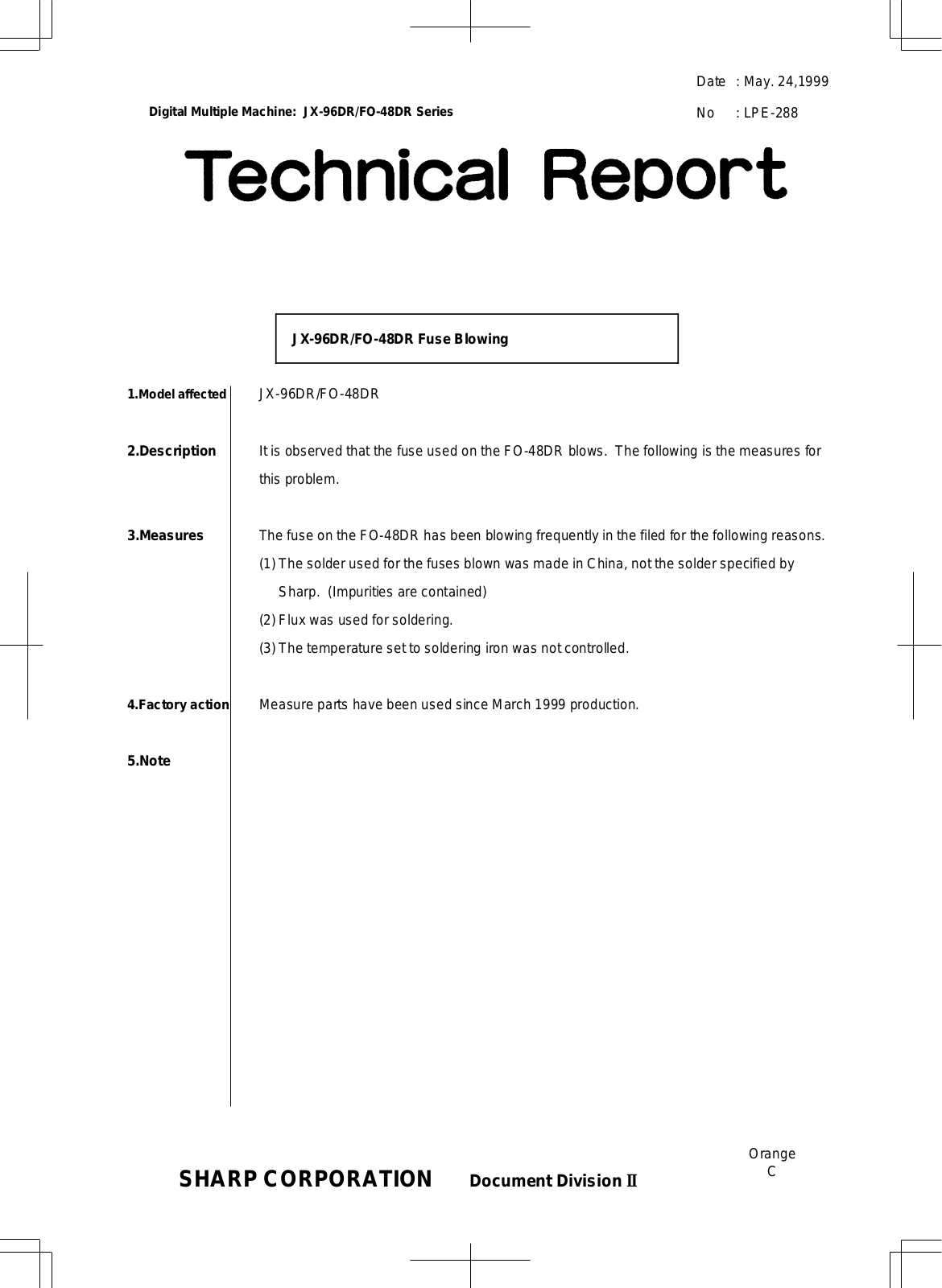 SHARP LPE288 Technical Report