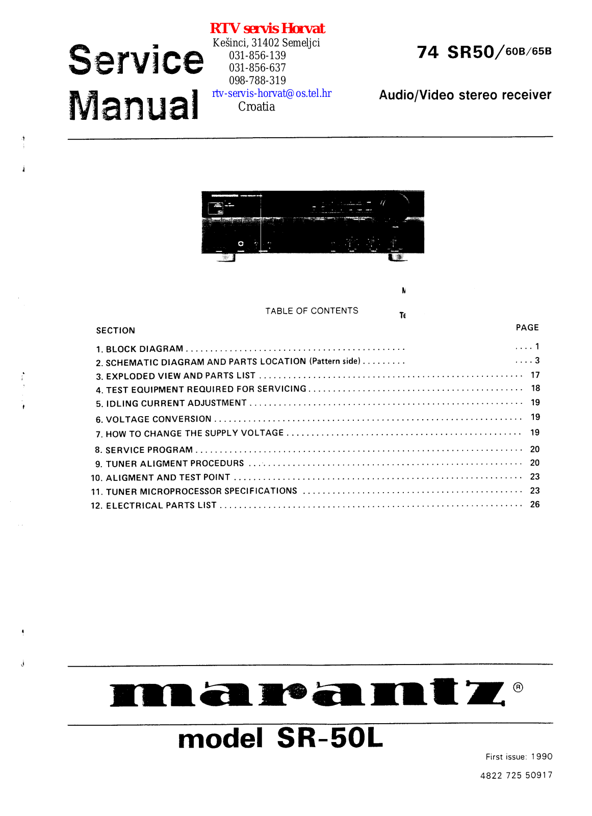 Marantz SR-50 Service Manual