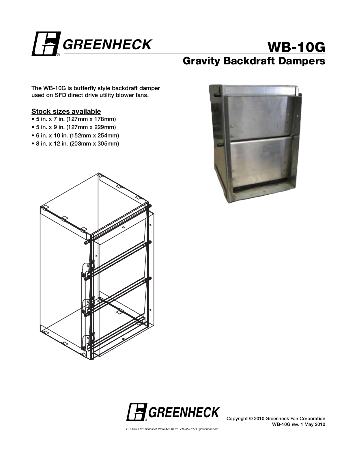 Greenheck WB-10G User Manual