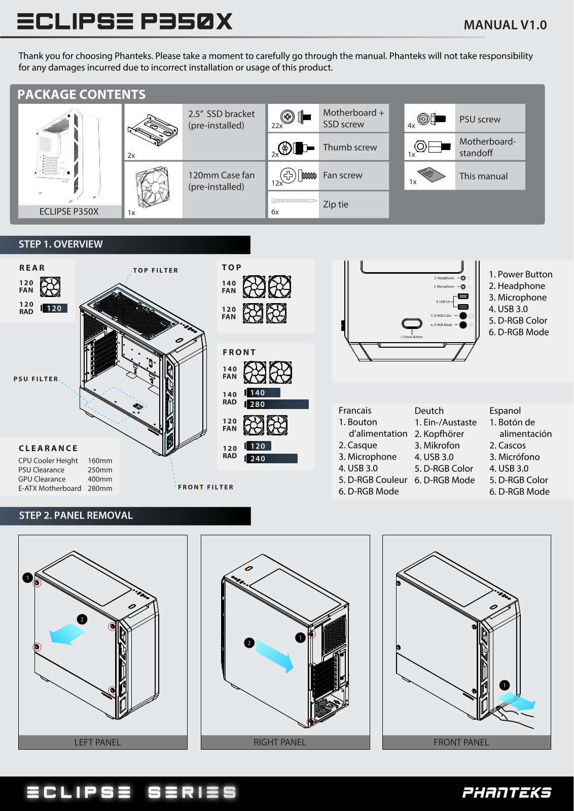 Phanteks Eclipse P350X User Manual