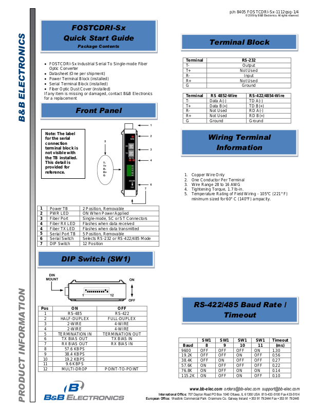 B&B Electronics FOSTCDRI-ST Quick Start Guide