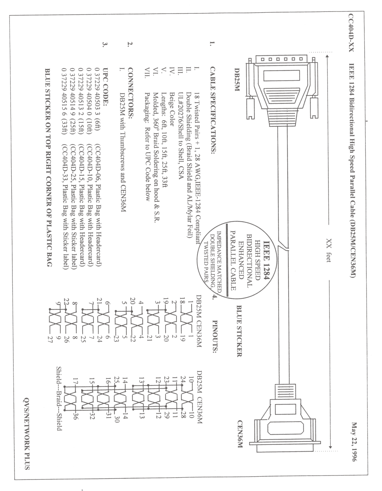 QVS CEN36M, DB25M User Manual