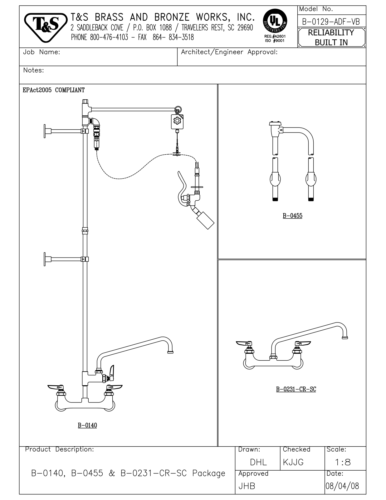 T & S Brass & Bronze Works B-0129-ADF-VB General Manual