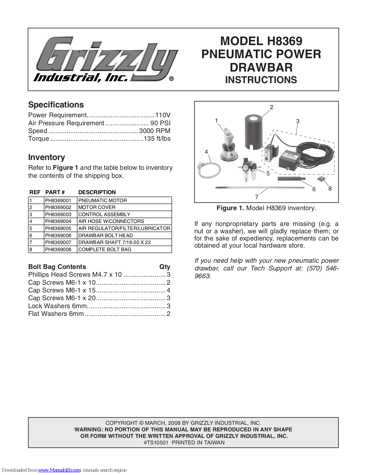 Grizzly H8369 Instructions Manual