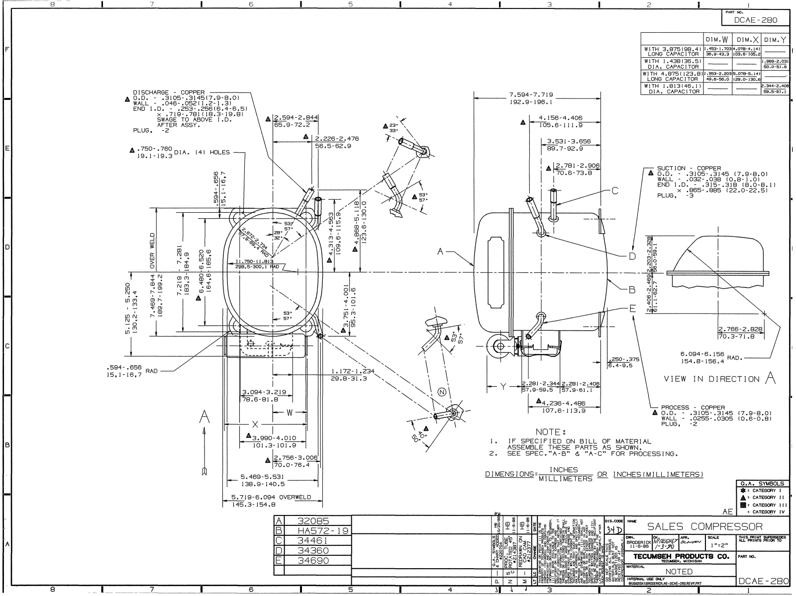 Tecumseh AEA3430YXA, AEA3430AXA, AEA3430YXC, AEA4430YXA, AEA4430YXC Drawing Data