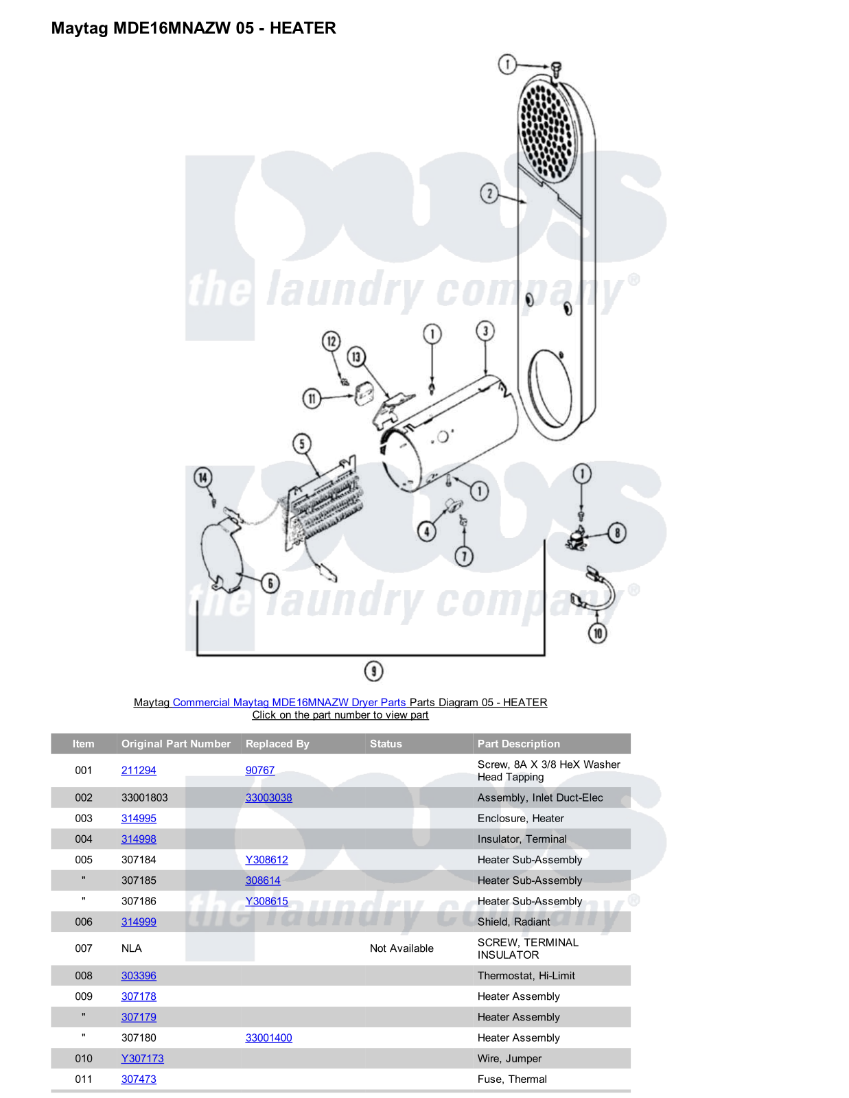 Maytag MDE16MNAZW Parts Diagram