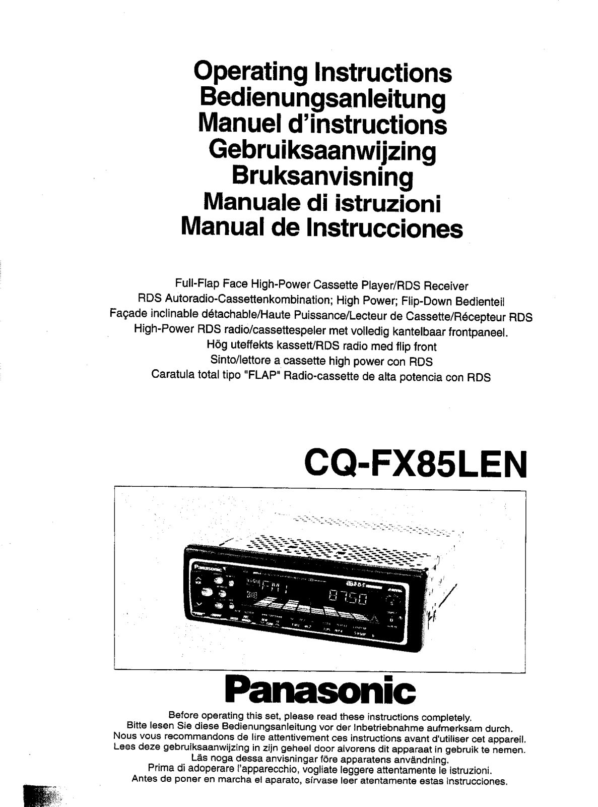 Panasonic CQ-FX85LEN User Manual