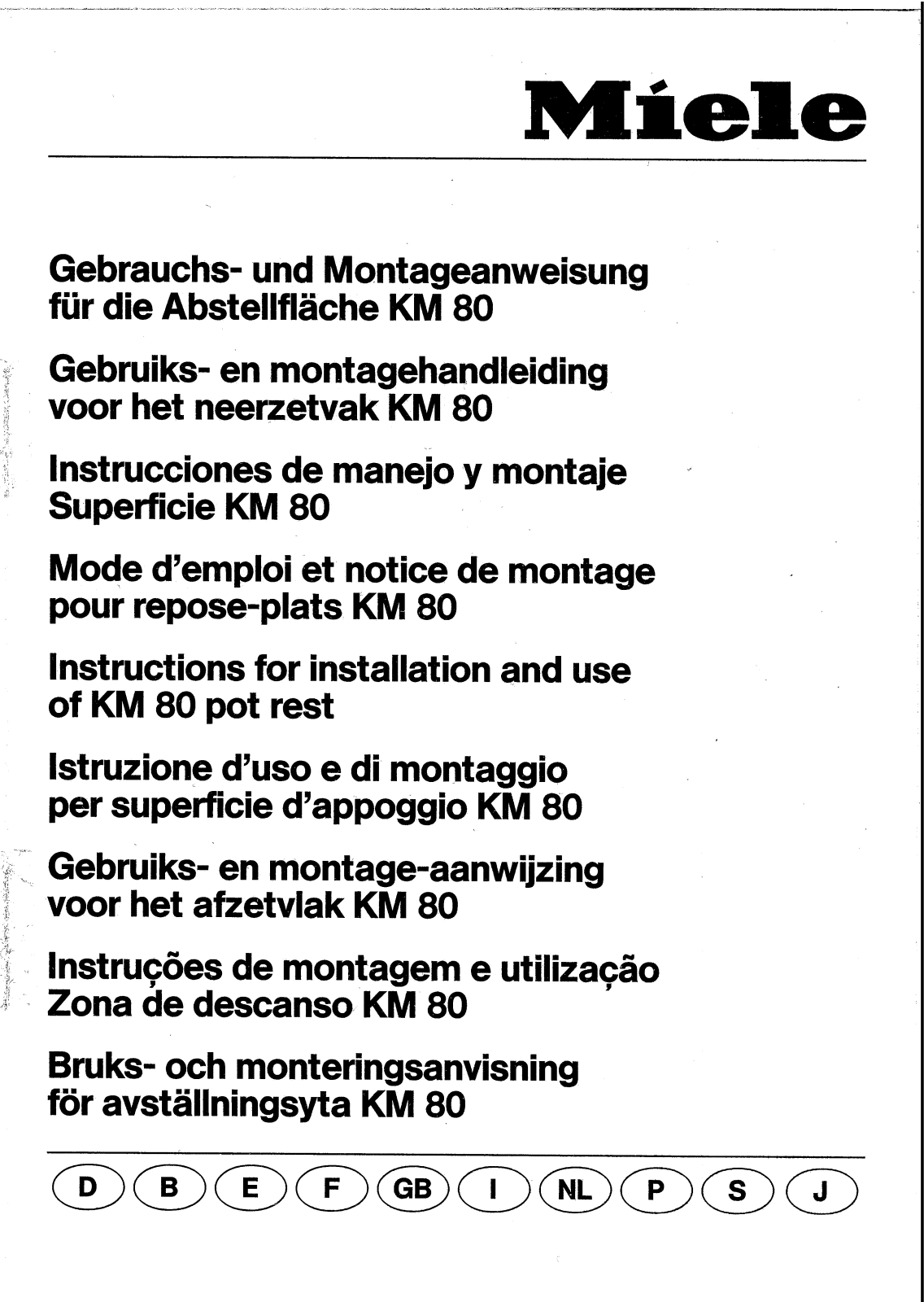 Miele KM 80 assembly instructions