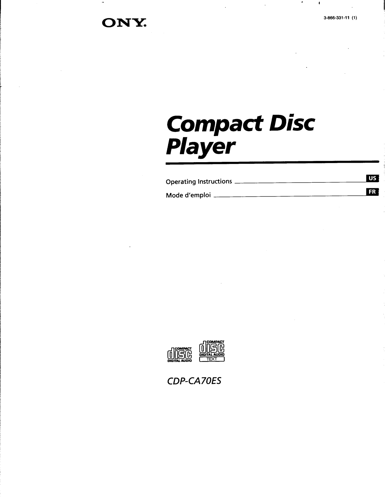 Sony CDP-CA70ES Operating Instruction