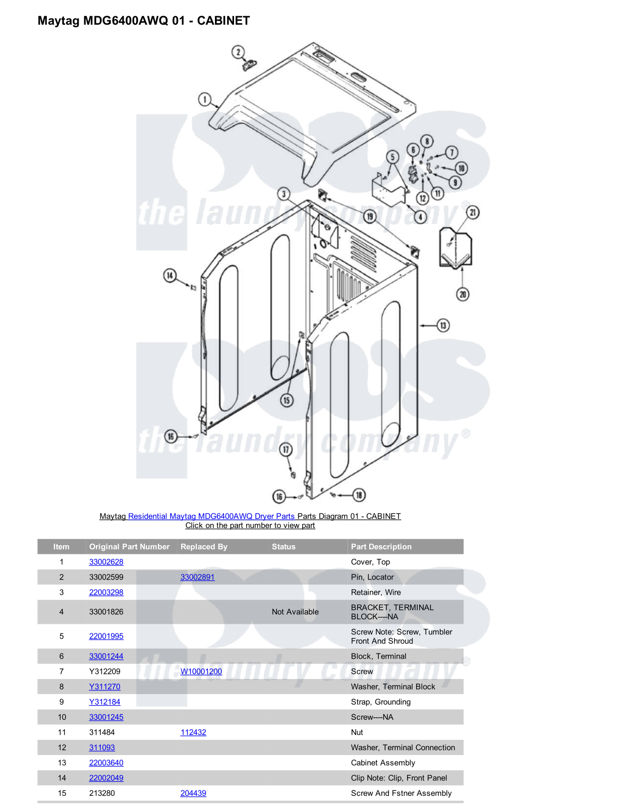 Maytag MDG6400AWQ Parts Diagram