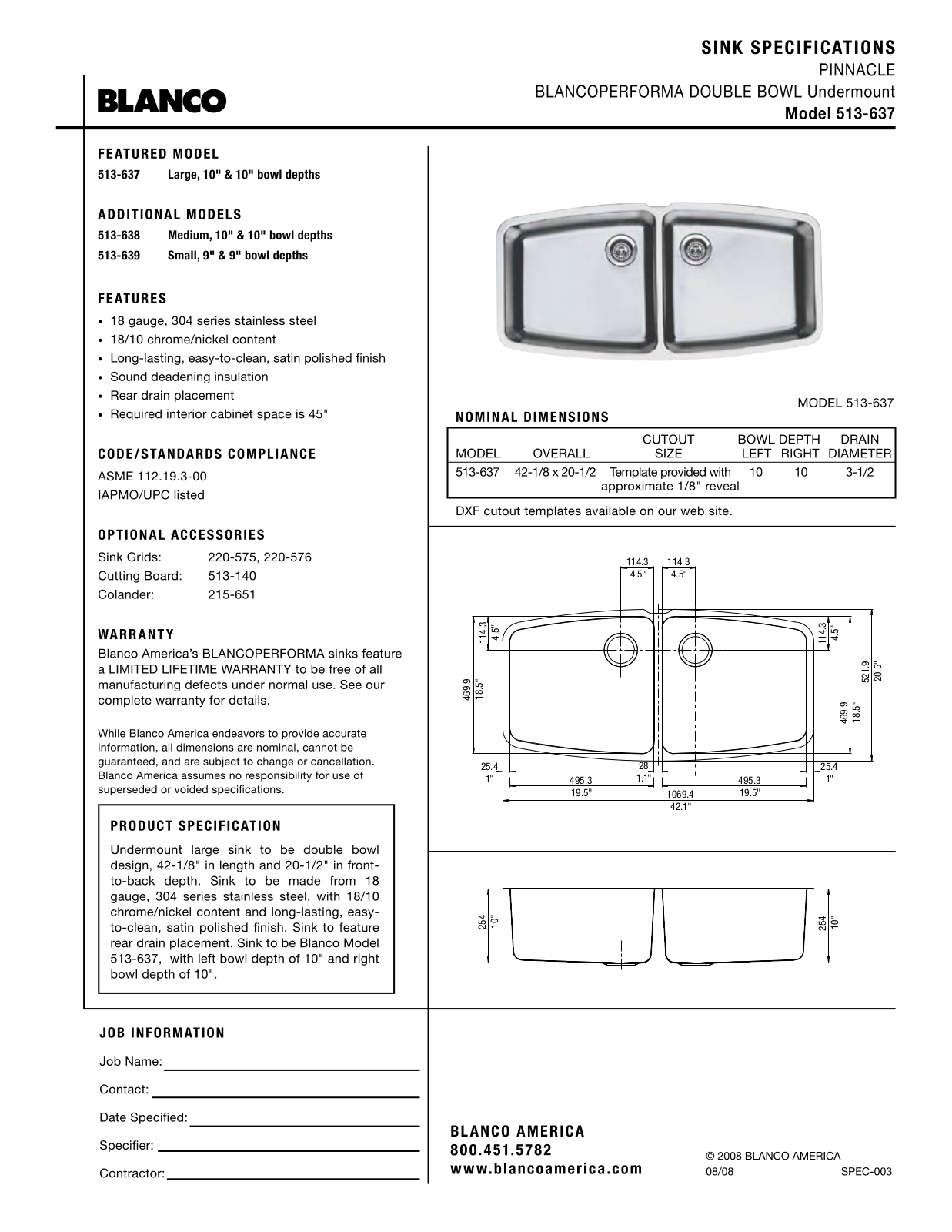 Blanco 513-637 User Manual