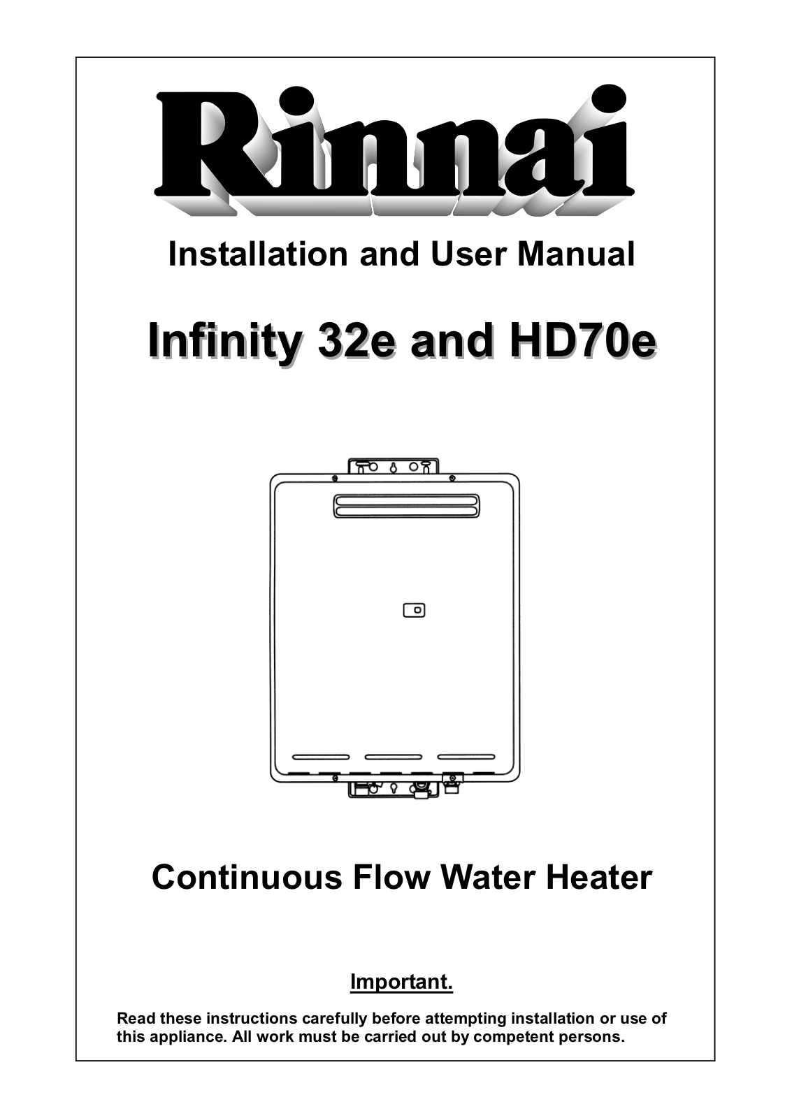 Rinnai Infinity HD70e User Manual