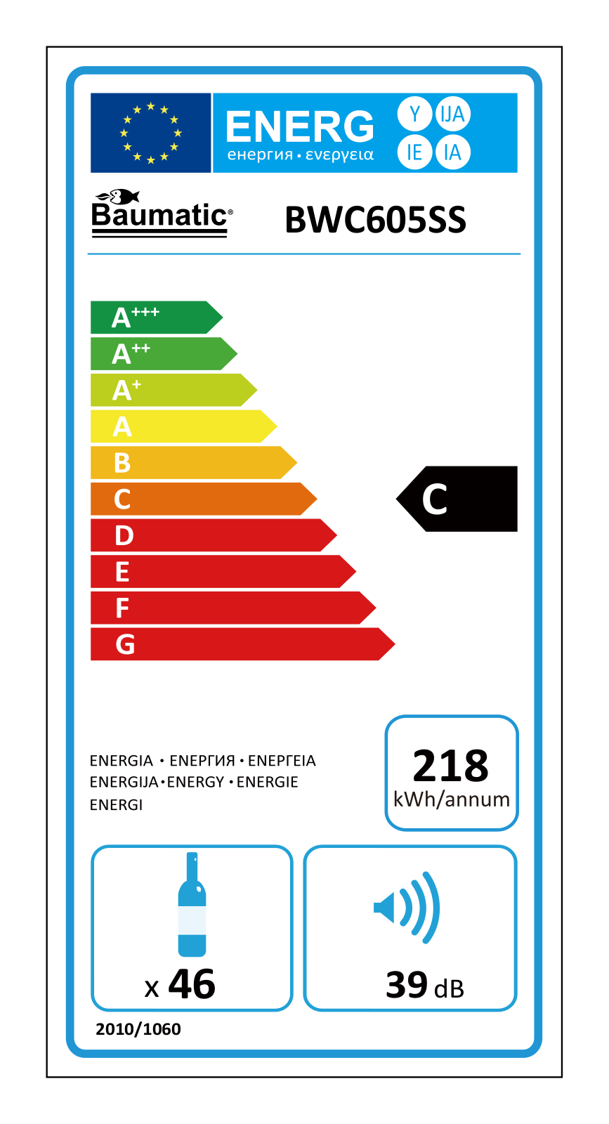 Baumatic BWC605SS Energy label