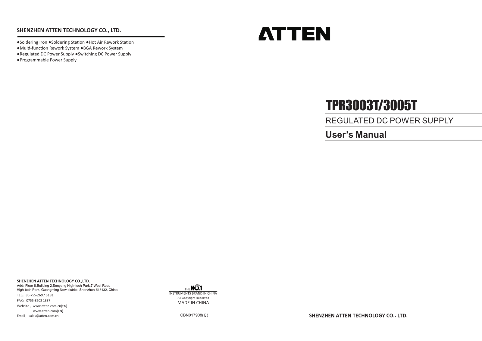 ATTEN ATTEN TPR3005T Instructions - ManualMachine.com