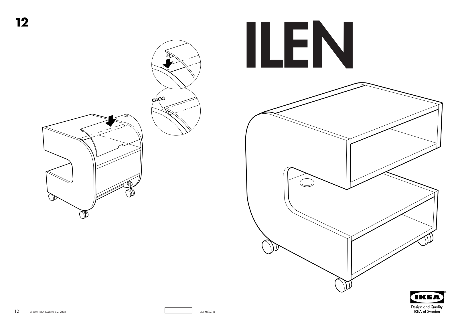 IKEA ILEN SIDE TABLE-TV BENCH 20X20 Assembly Instruction