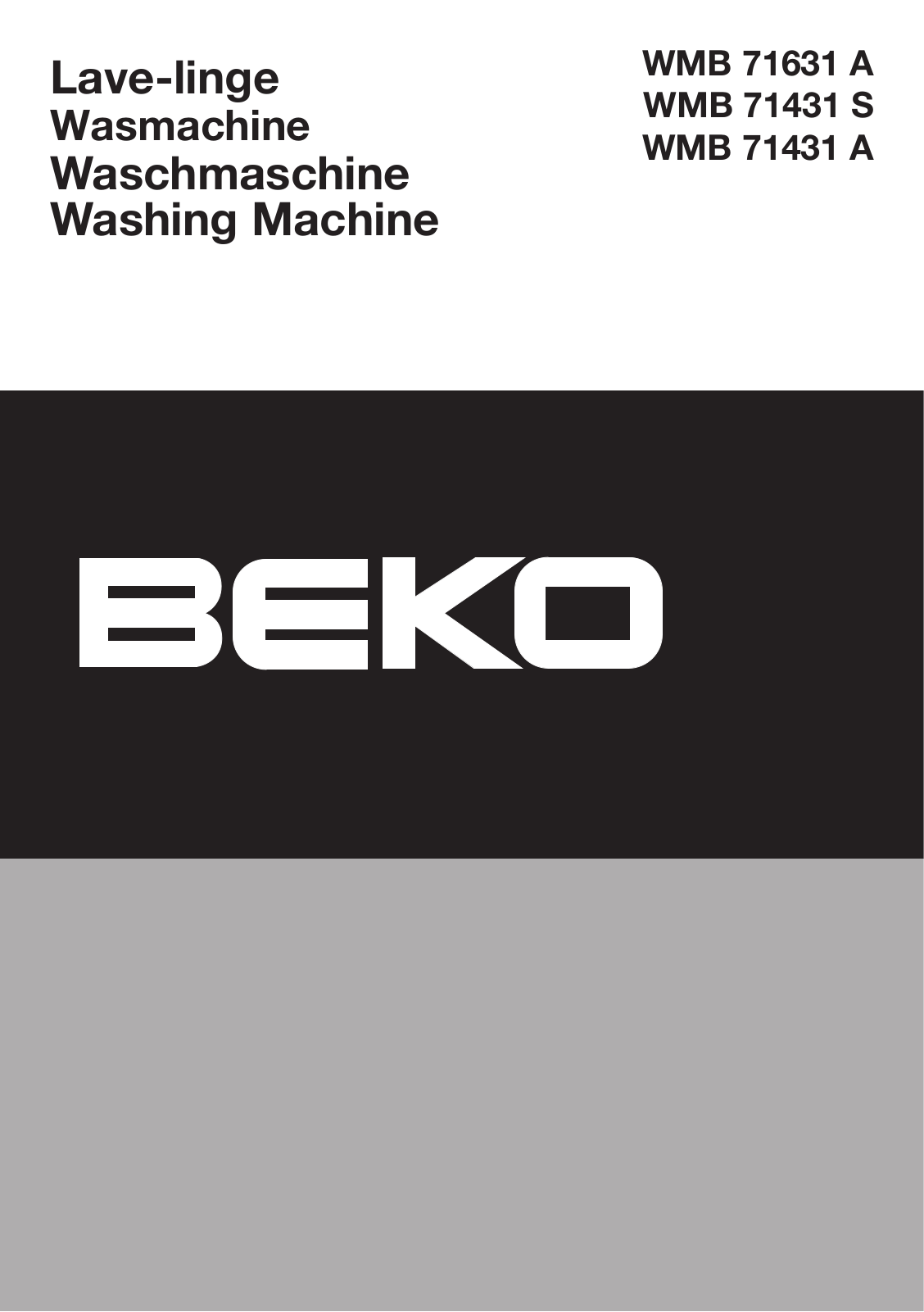 Beko WMB 71431 A User Manual