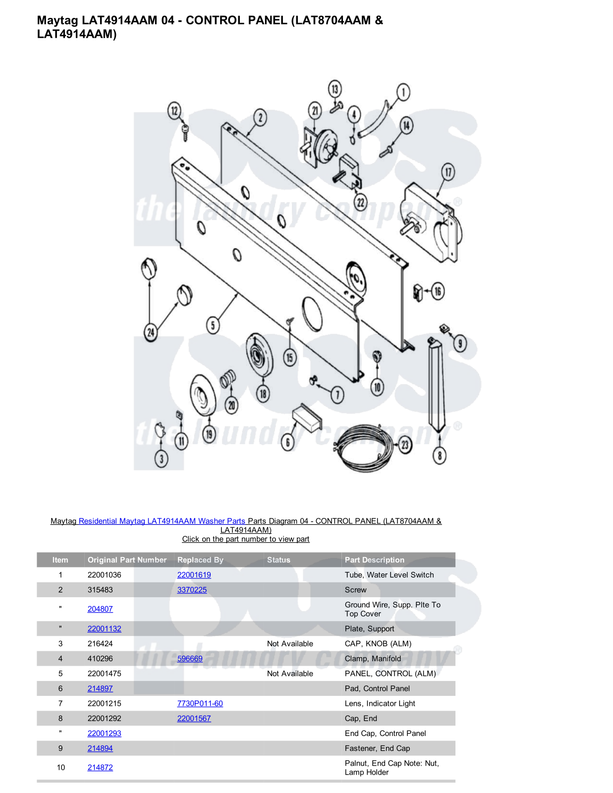 Maytag LAT4914AAM Parts Diagram