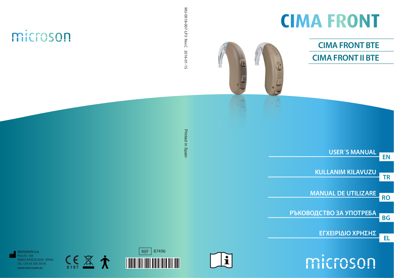 Microson Cima Front BTE, Cima Front II BTE User Manual