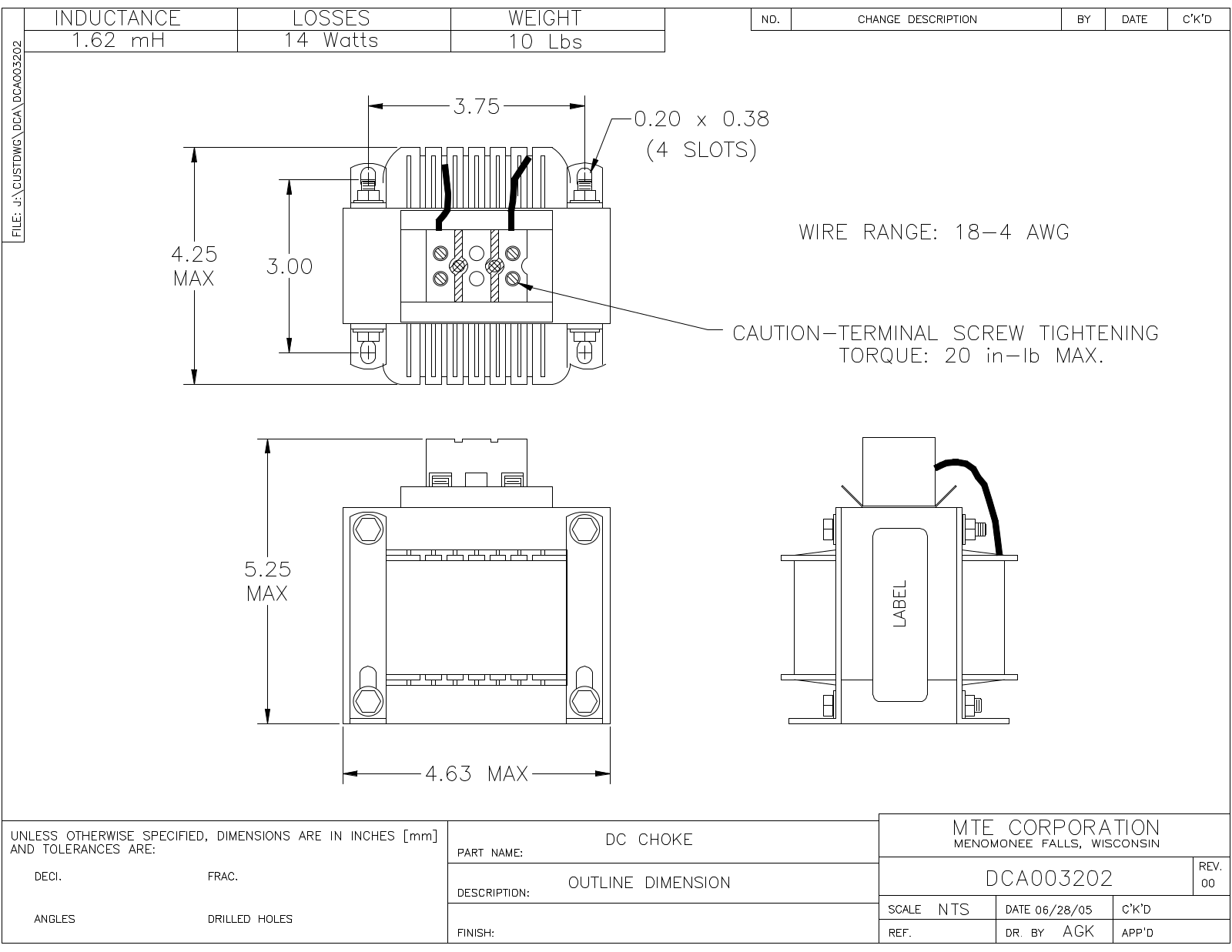 MTE DCA003202 CAD Drawings