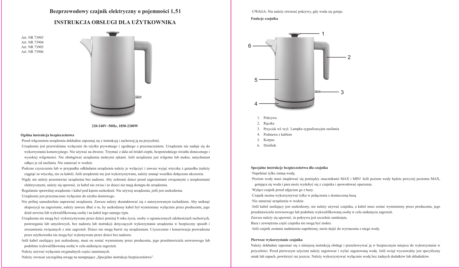 HUSLA 73903, 73905, 73904, 73906 User guide - ManualMachine.com