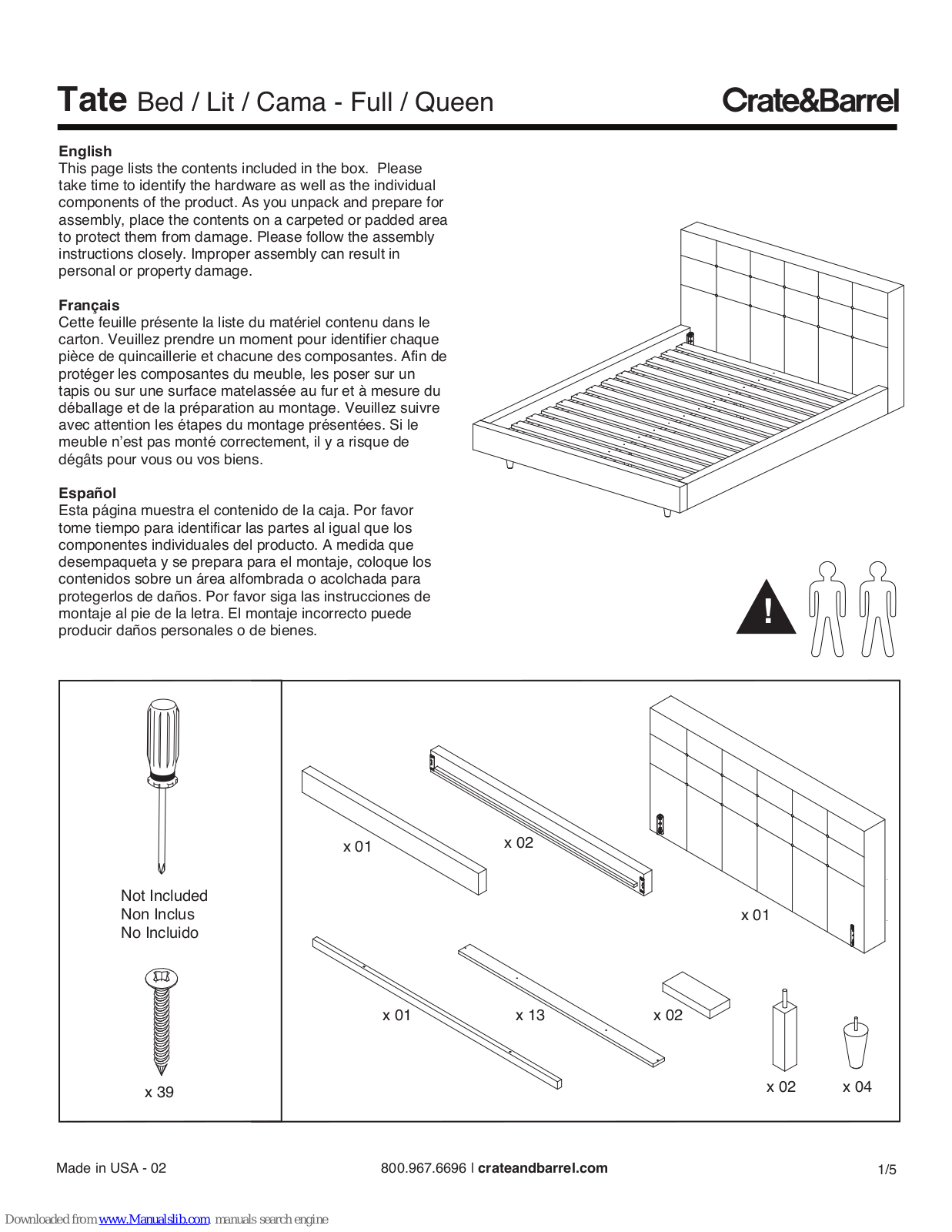 Crate&Barrel Tate User Manual