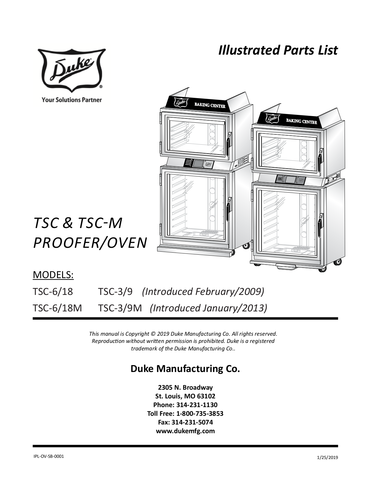 Duke TSC-6-18, TSC 3-9 Parts List