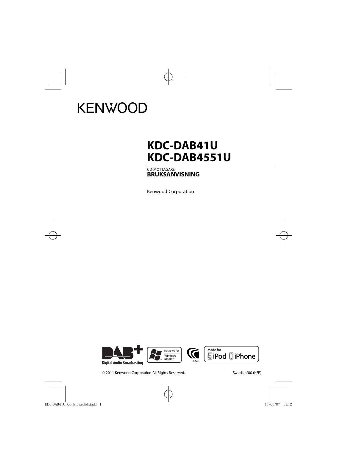 Kenwood KDC-DAB41U, KDC-DAB4551U User Manual