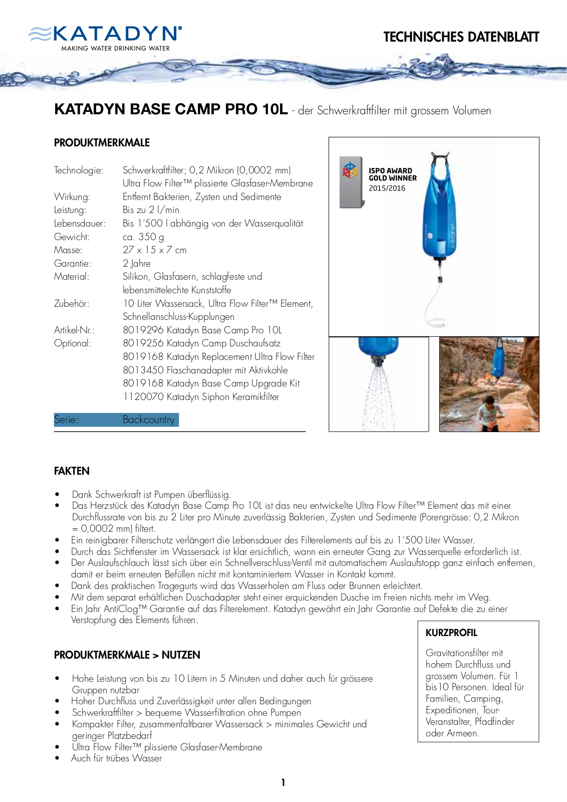 Katadyn BASE CAMP PRO 10L User Manual