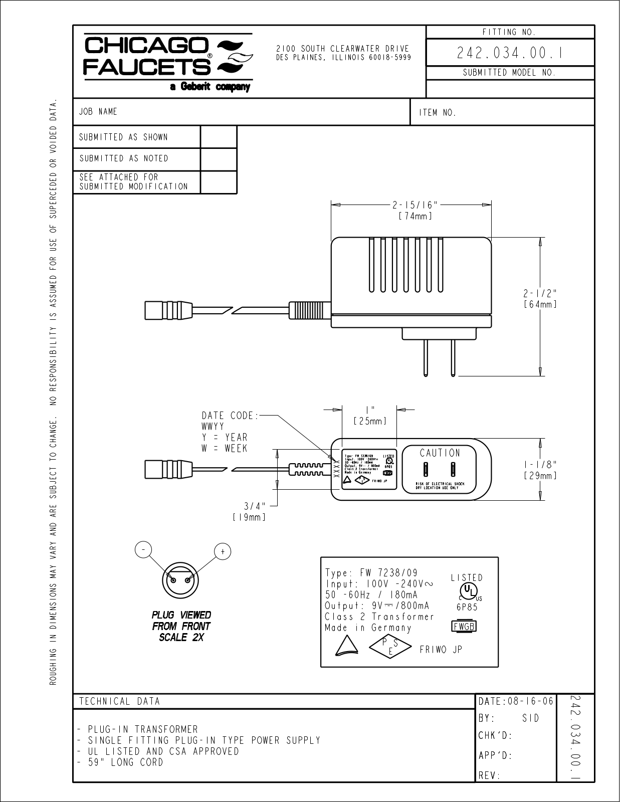 Chicago Faucet 242.034.00.1 User Manual