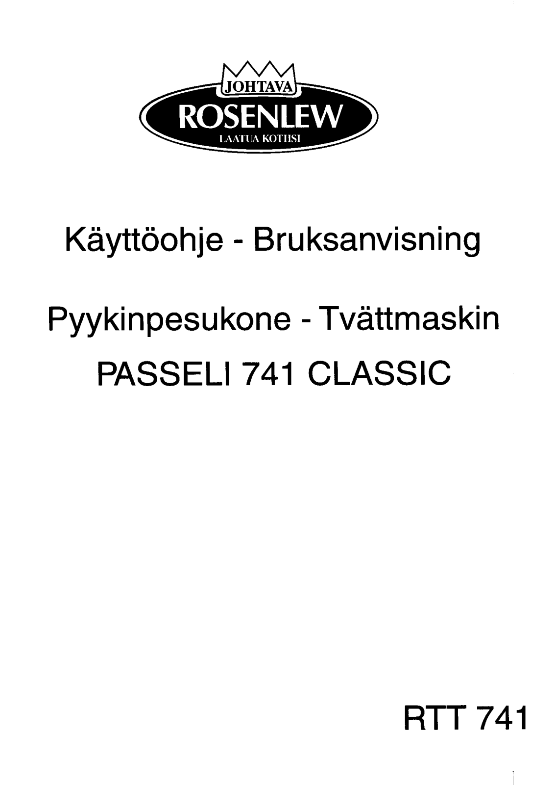 Rosenlew rtt 741 User Manual