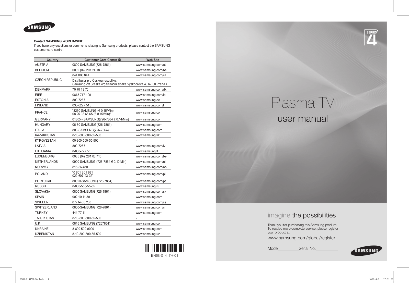 SAMSUNG PS50A451 User Manual