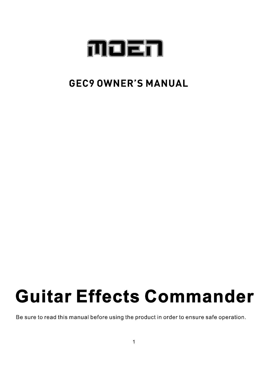 Moen GEC-9 Owner`s Manual