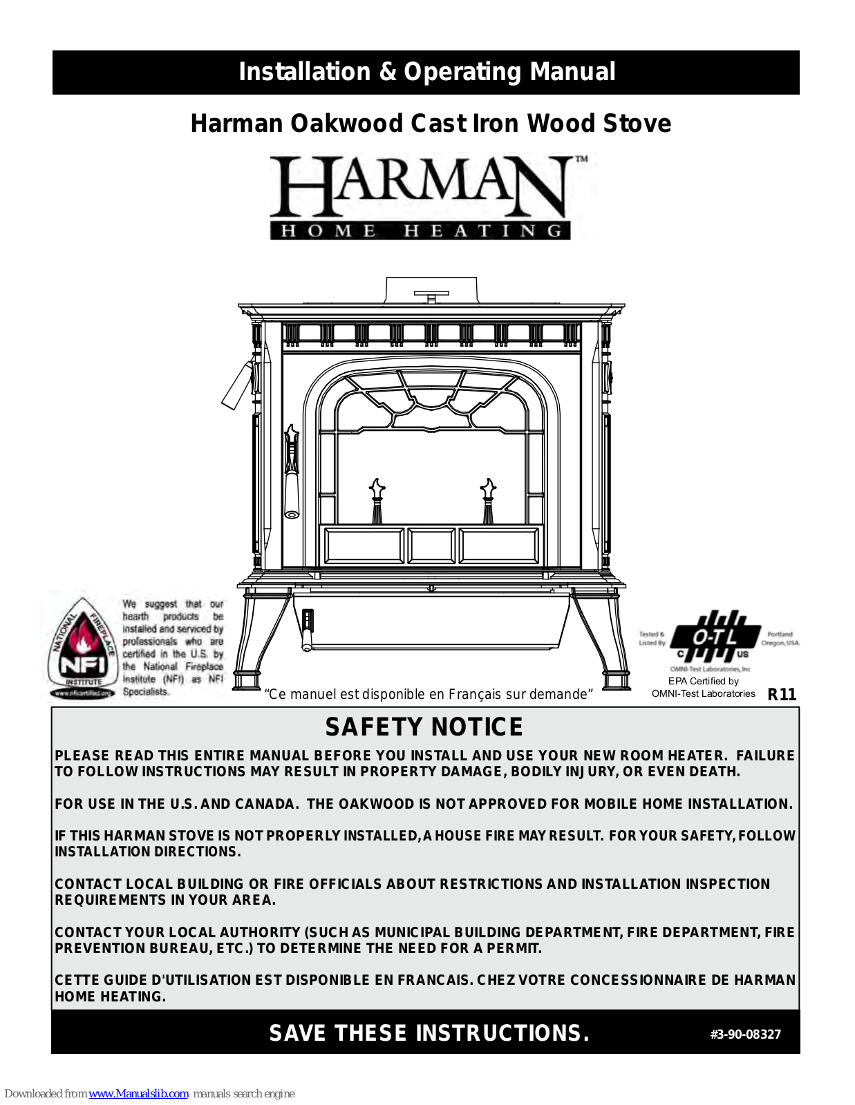 Harman Stoves Oakwood Cast Iron Wood Stove Installation & Operating Manual