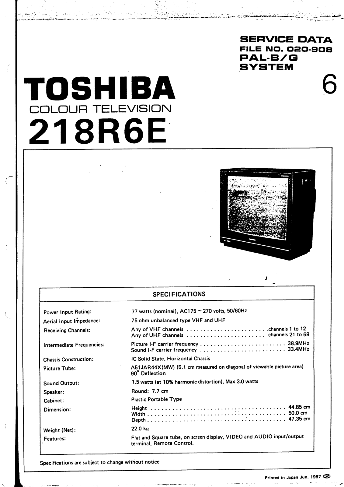 Toshiba 218R6E Service Manual